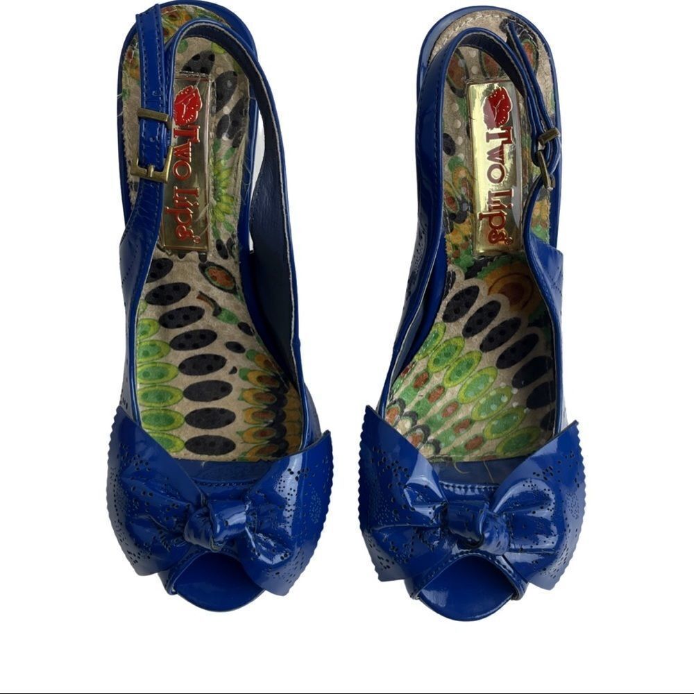 Two Lips Roy Platform Slingback Peep Toe Heels - Picture 3 of 11